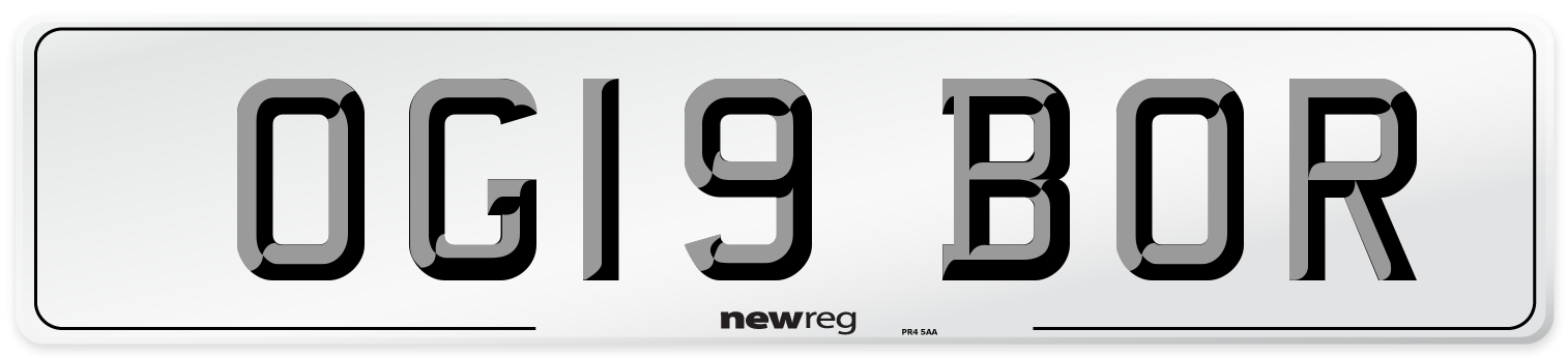 OG19 BOR Number Plate from New Reg